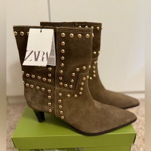 NWT Zara Limited Edition Studded Heeled Boots